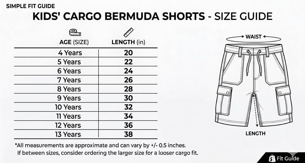 Kids Cargo Bermuda Shorts (Khaki)