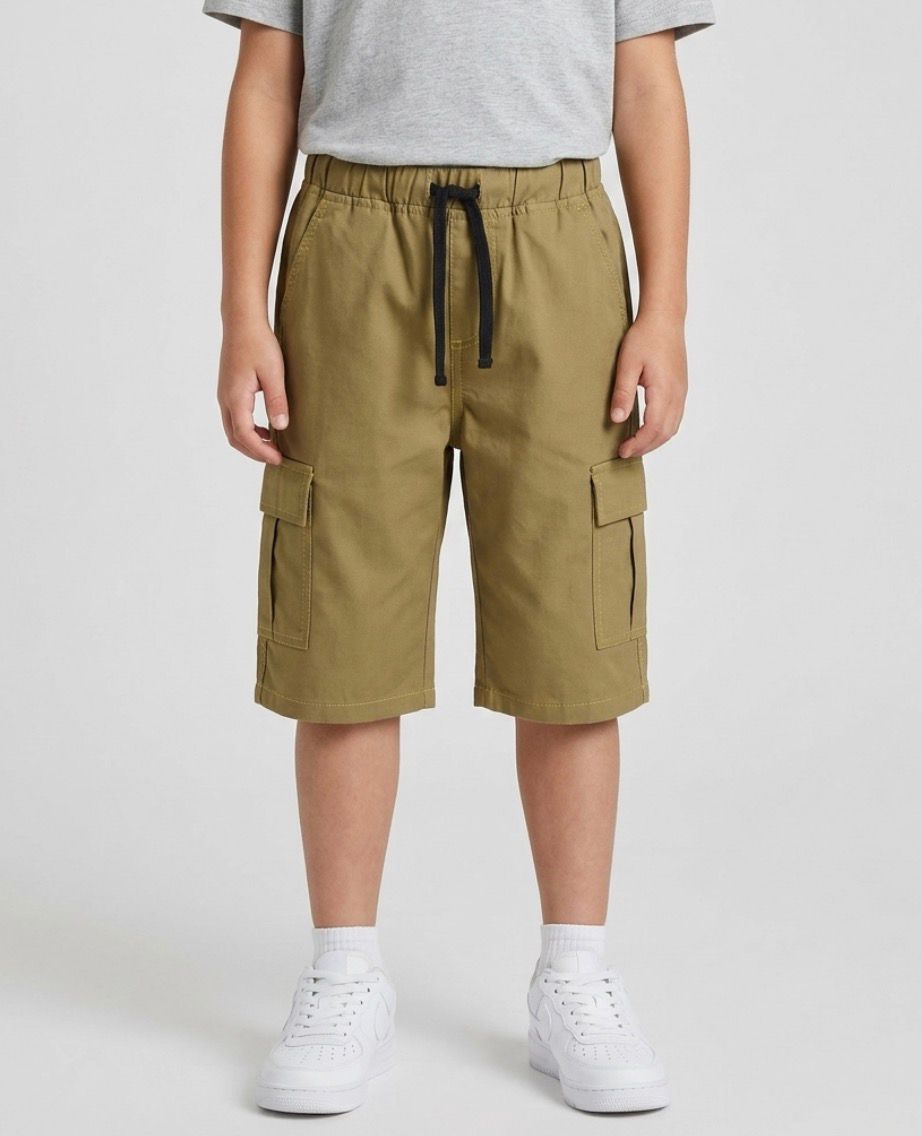 Kids Cargo Bermuda Shorts (Olive Khaki)